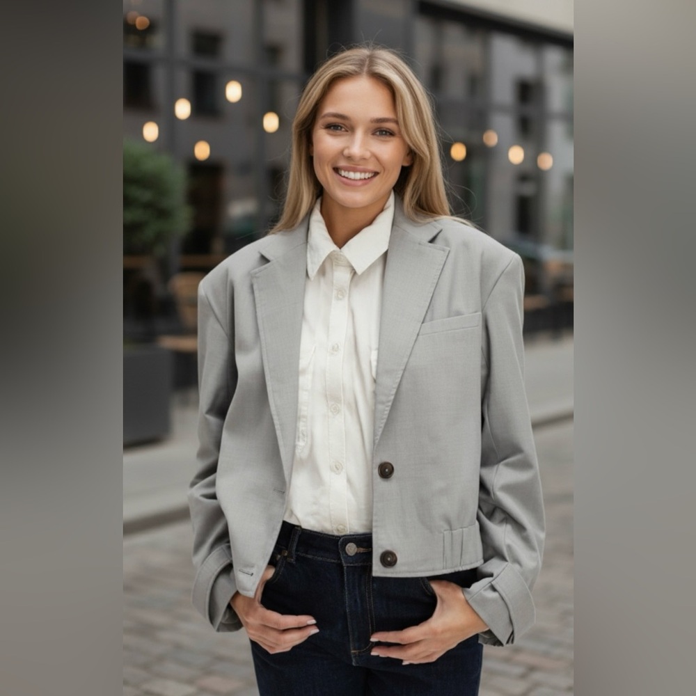 NWOT Free People Agnes Solid Jacket in Gray